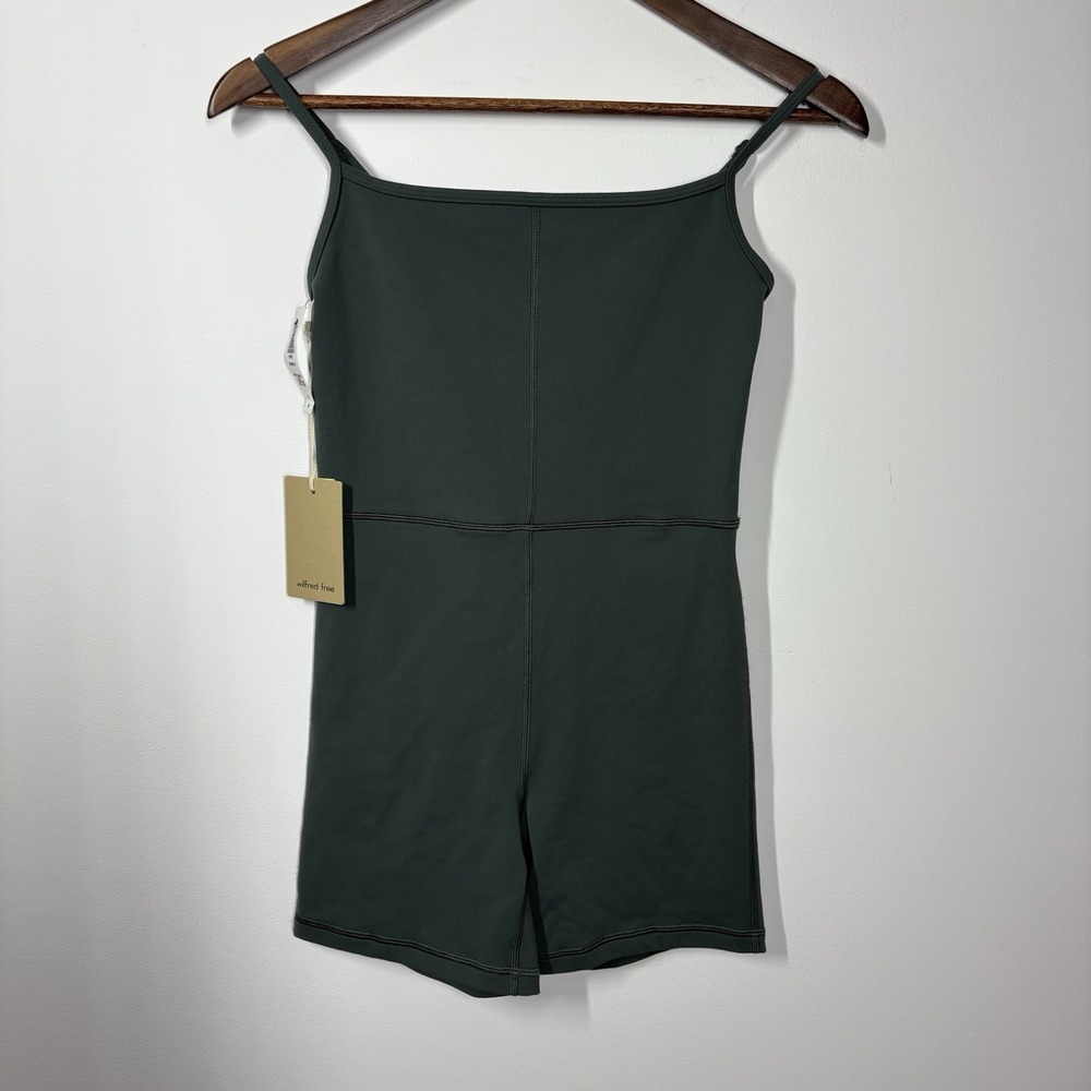 Aritzia Wilfred Free Women Divinity 5" Inseam Romper Size S Smoky Emerald Green